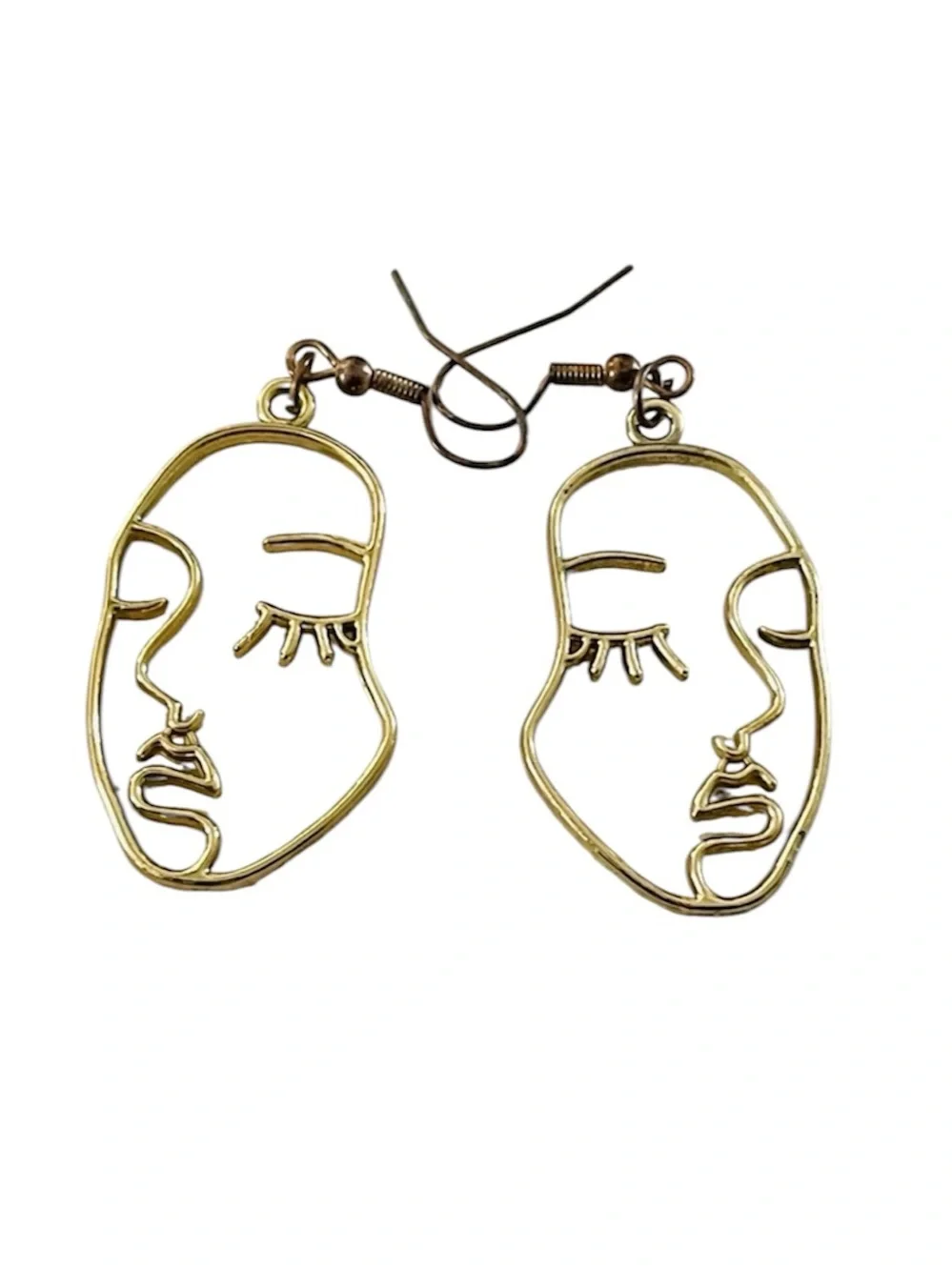 Minimalist Gold Abstract Face Drop Earrings for Women - jewelry- Accessories
